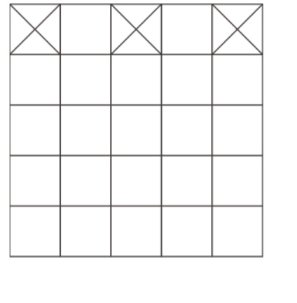 第一列第一、三、五格畫叉的 5×5 棋盤